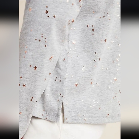 Anthropologie Saturday Sunday Long Sleeve Cotton Top with Rose Gold Stars, Small - Picture 2 of 4